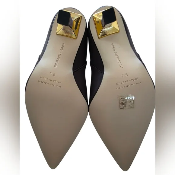 Good American Brown High Kickstand Stiletto Booties Size 7.5 - Picture 3 of 4